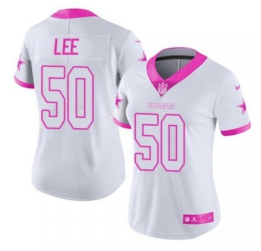 Women White Pink Limited Rush jerseys-109
